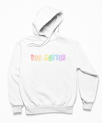 Purple Ghost Apparel You Matter Hoodie Medium White